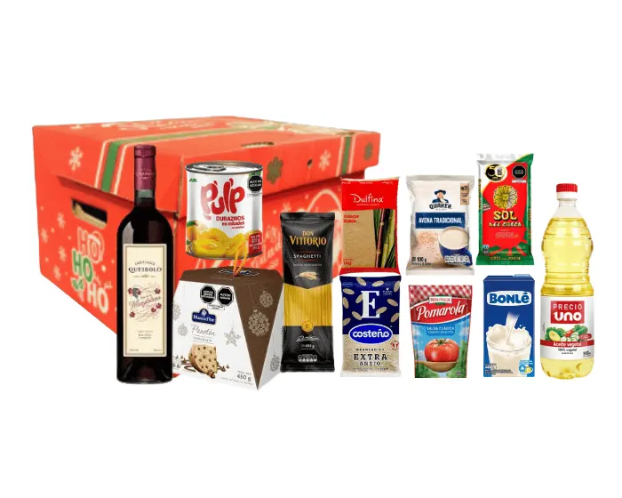 Canasta Navideña con Panetón Chocotón Blanca Flor – Caja Archivera Roja