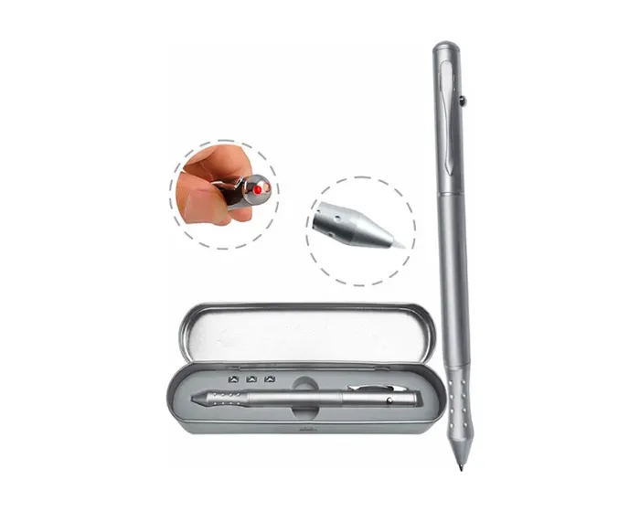 Lapicero Láser Metálico 3 Funciones | Puntero Rojo + Tinta Azul y Negro | Estuche Premium