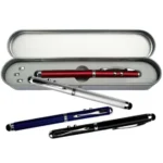 Lapicero Láser Metálico 4 Funciones con Touch | Luz Roja + Linterna LED + Tinta Negra | Estuche Premium