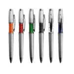 Lapicero plástico retráctil de cuerpo plateado mate (Por unidad)