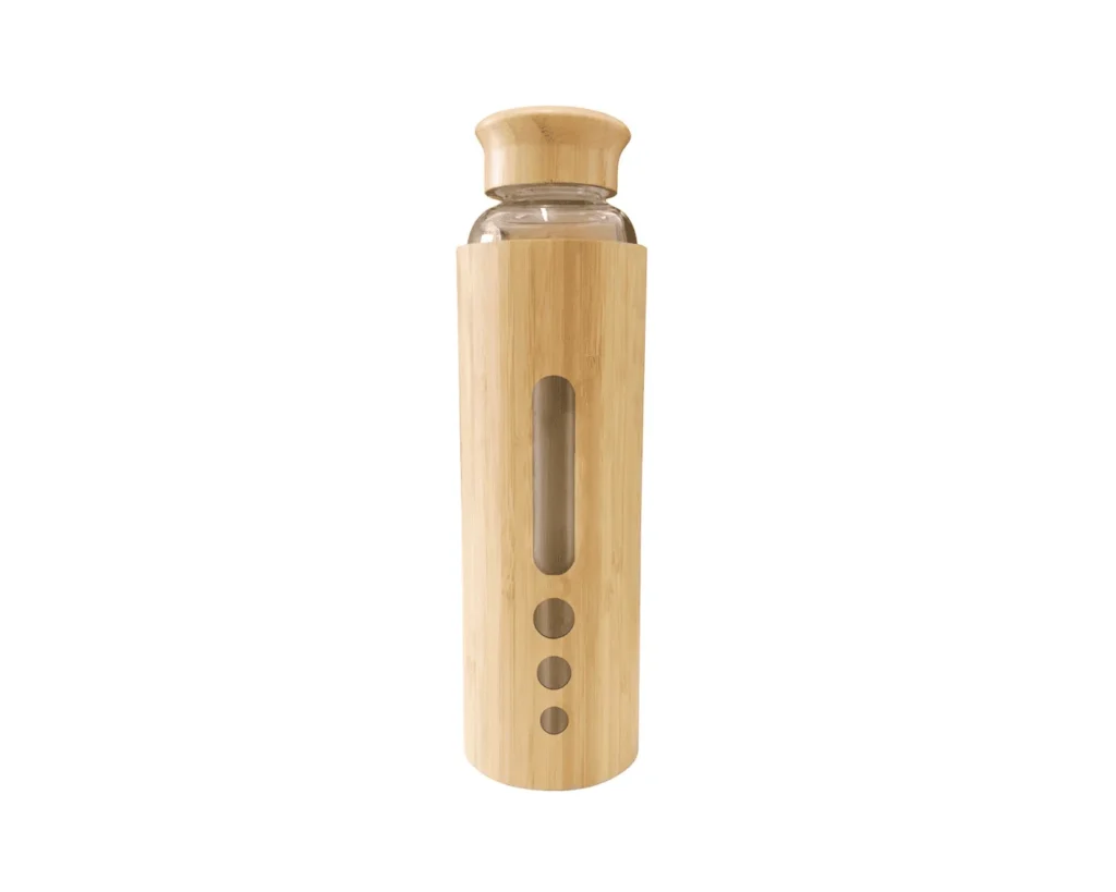 Tomatodo de vidrio con recubrimiento de bamboo de 550ml
